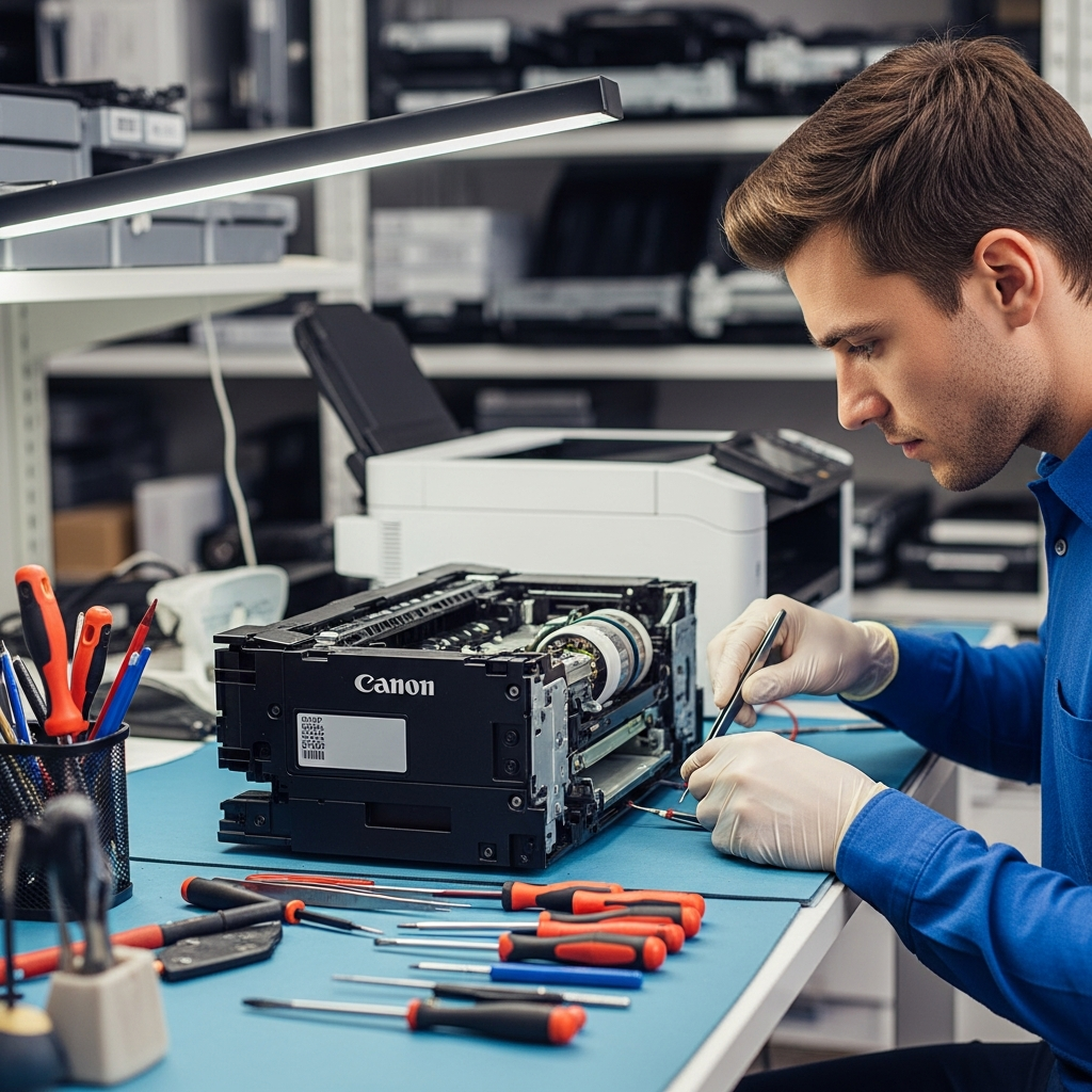 Generate a high-quality, relevant image prompt for an article about: Canon Yazıcı Tamiri Başiskel