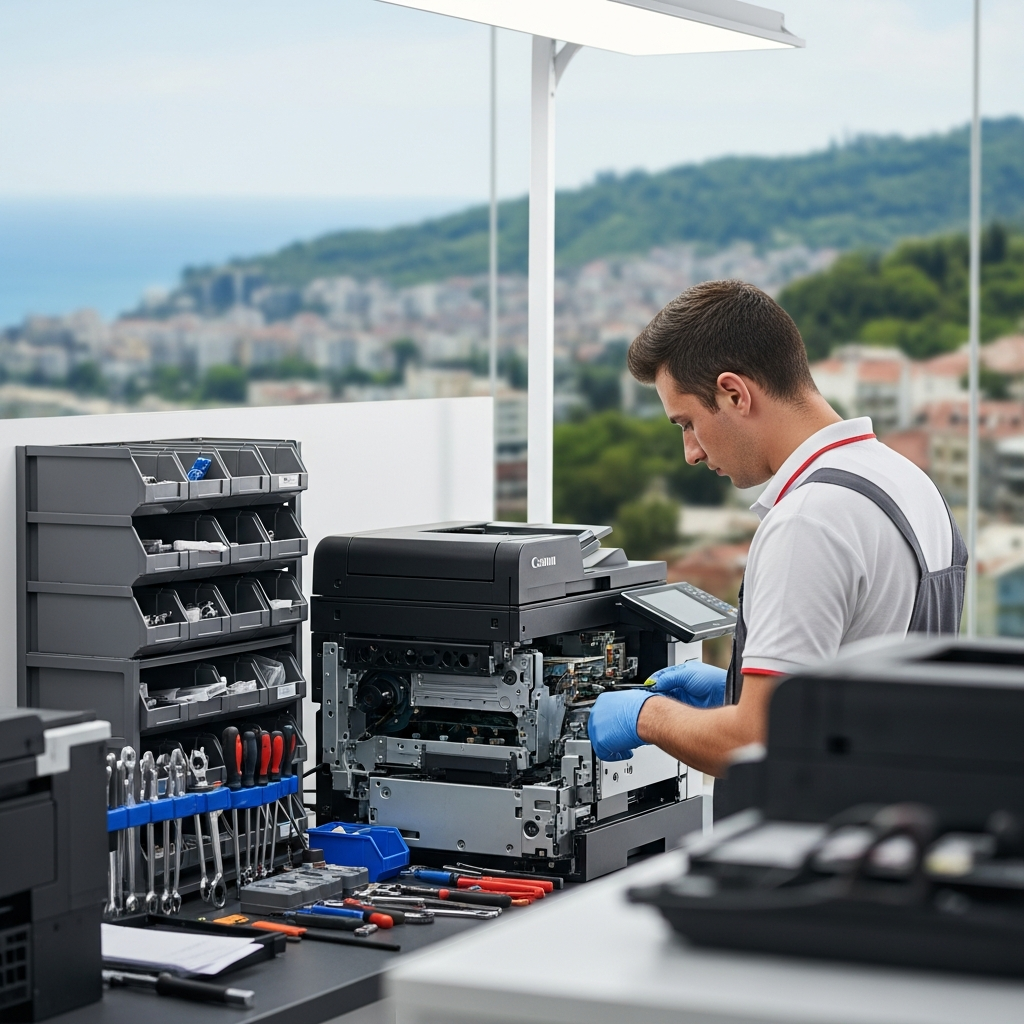 Generate a high-quality, relevant image prompt for an article about: Başiskele Canon Yazıcı Tamir