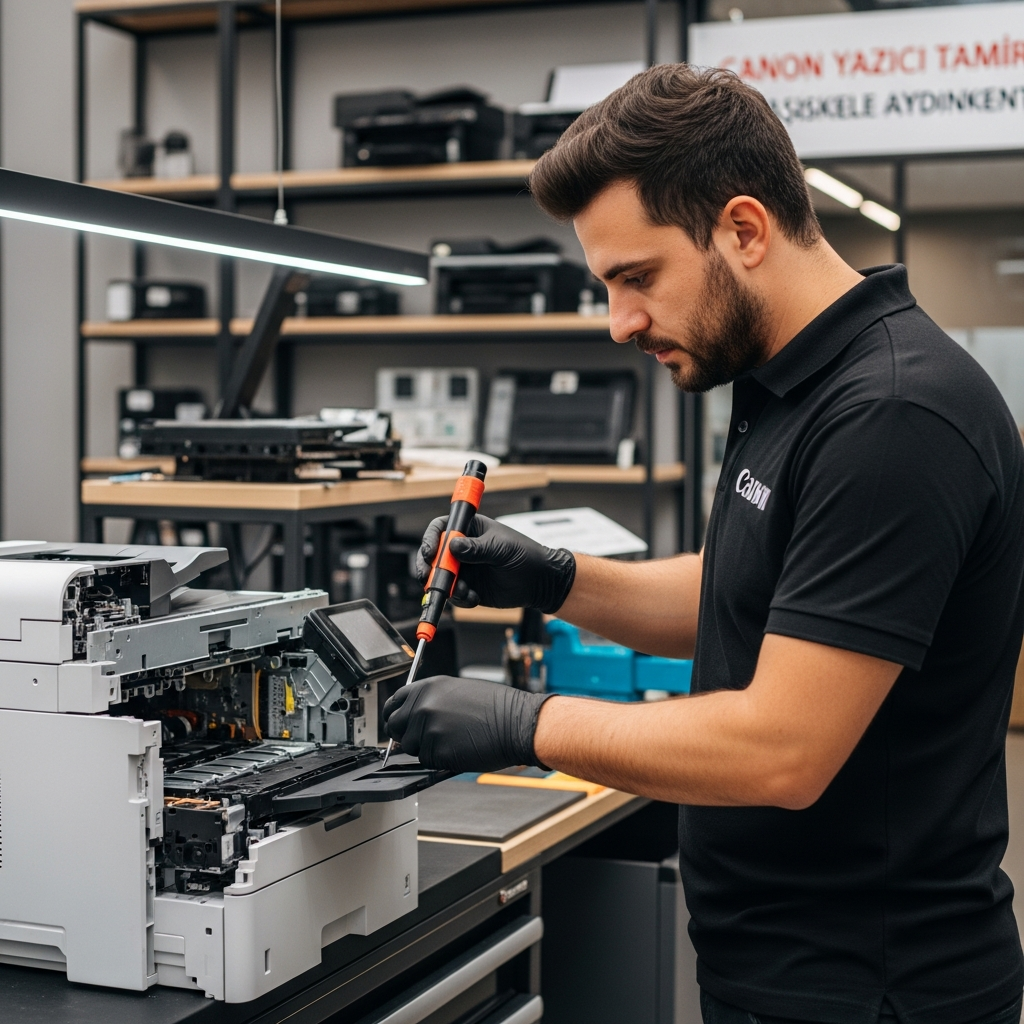 Generate a high-quality, relevant image prompt for an article about: Canon Yazıcı Tamir: Başiskel