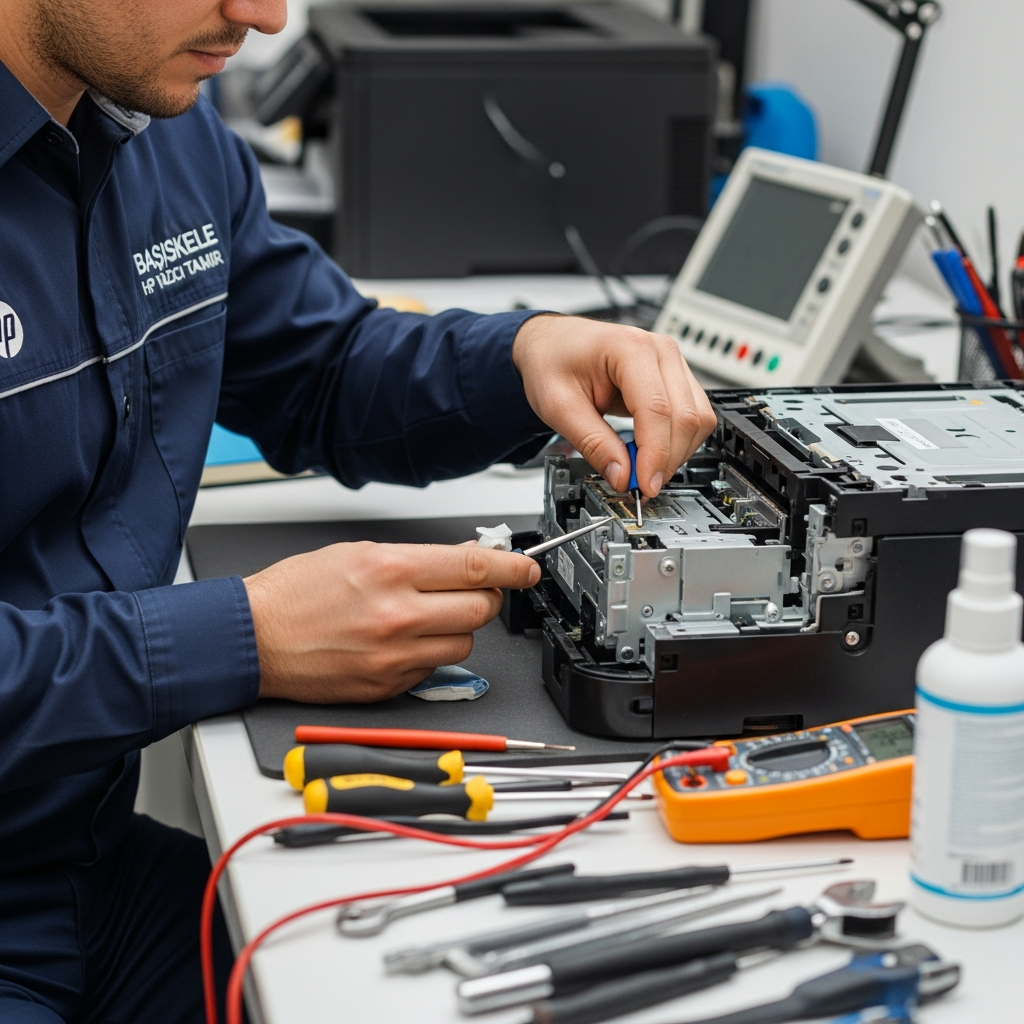 Generate a high-quality, relevant image prompt for an article about: Başiskele HP Yazıcı Tamir: E