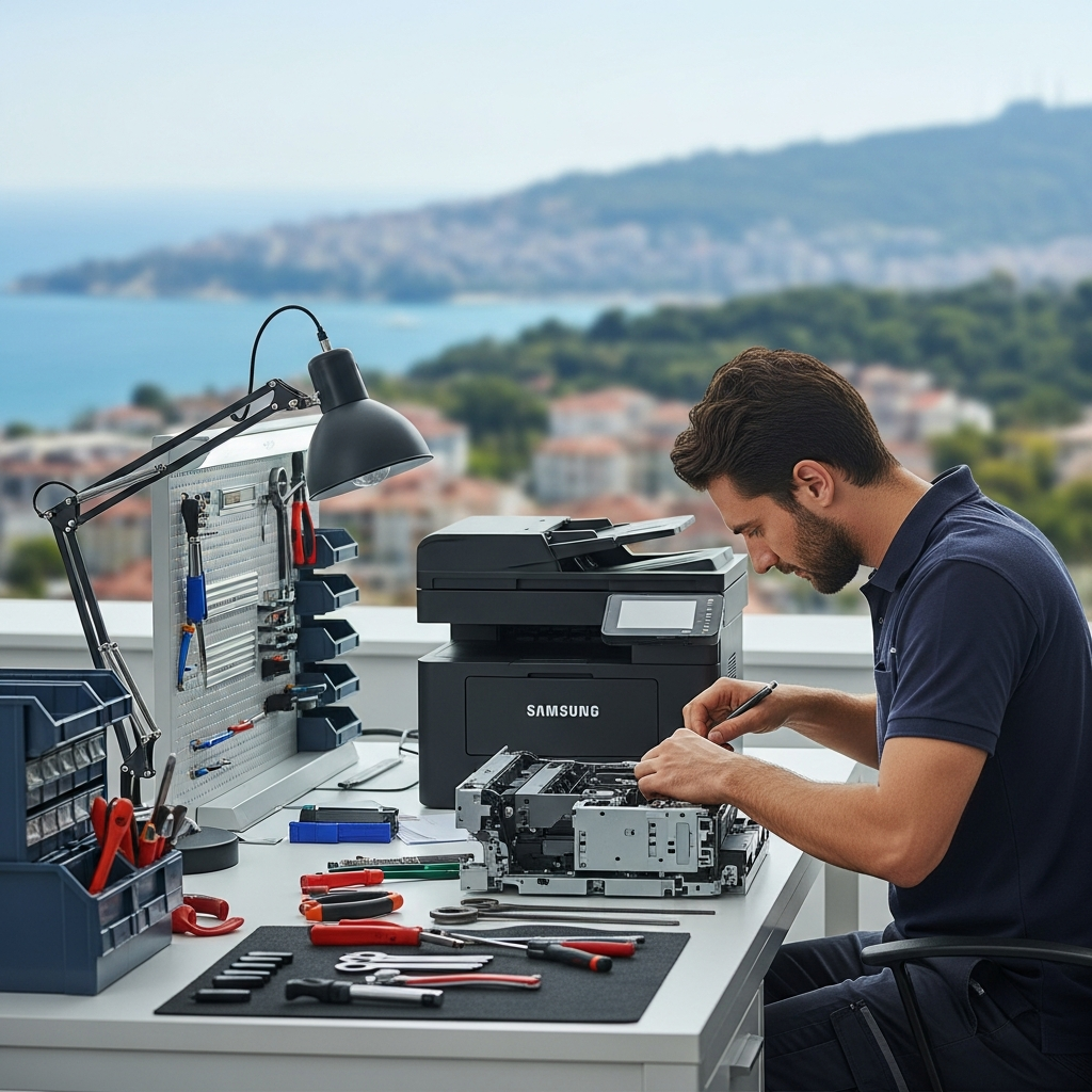 Generate a high-quality, relevant image prompt for an article about: Başiskele Samsung Yazıcı Tam