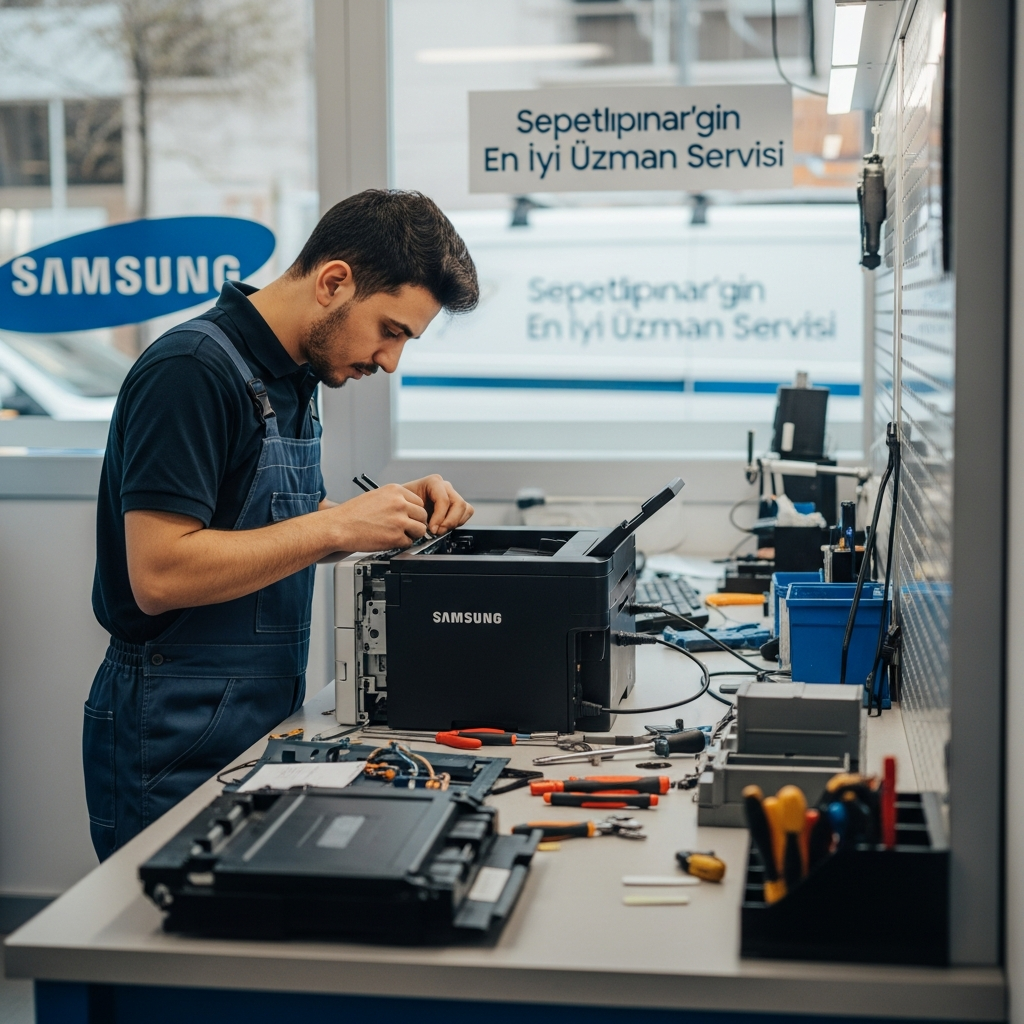 Generate a high-quality, relevant image prompt for an article about: Samsung Yazıcı Tamir: Sepetli