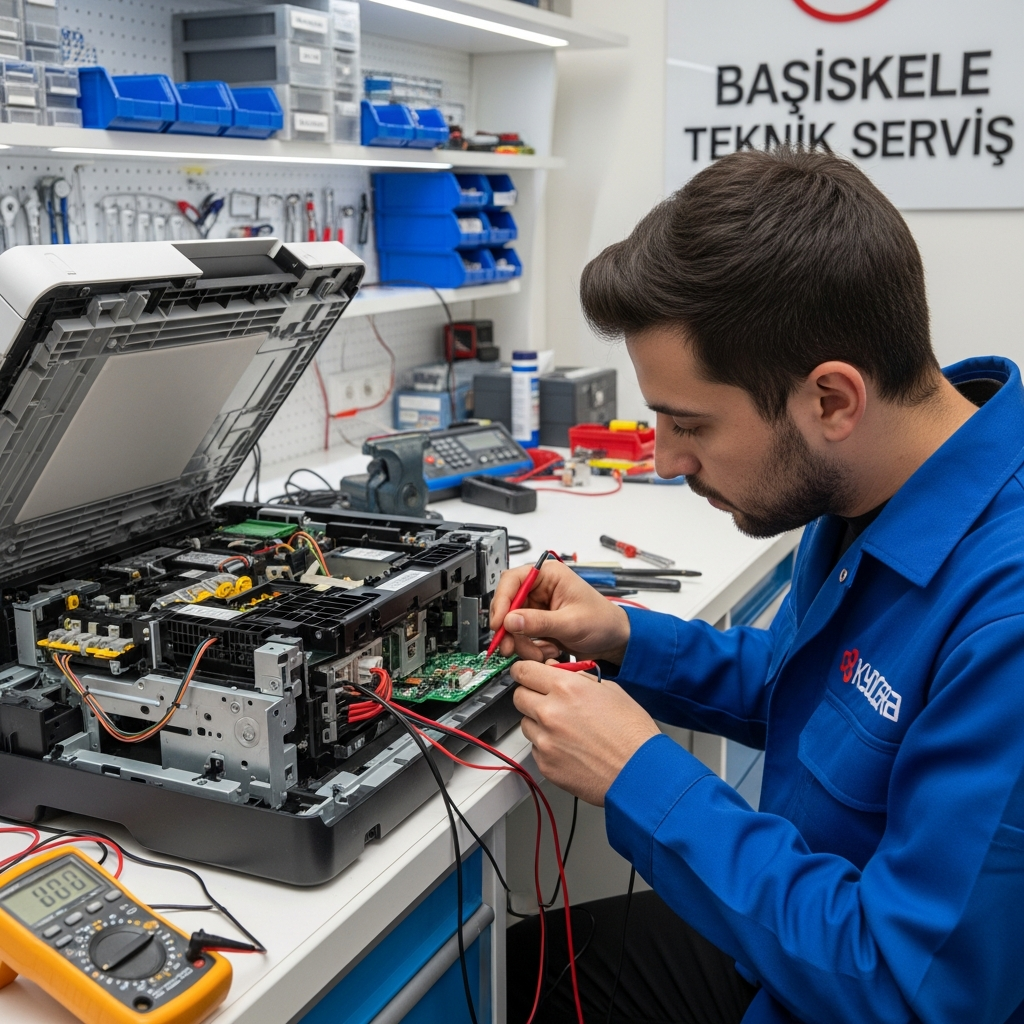 Generate a high-quality, relevant image prompt for an article about: Kyocera Yazıcı Tamir Başiske