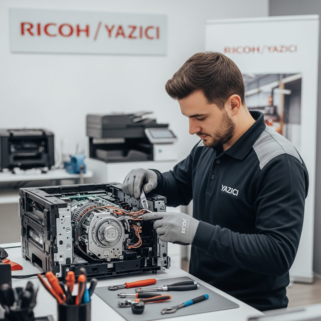 Generate a high-quality, relevant image prompt for an article about: Ricoh Yazıcı Tamir Başiskele