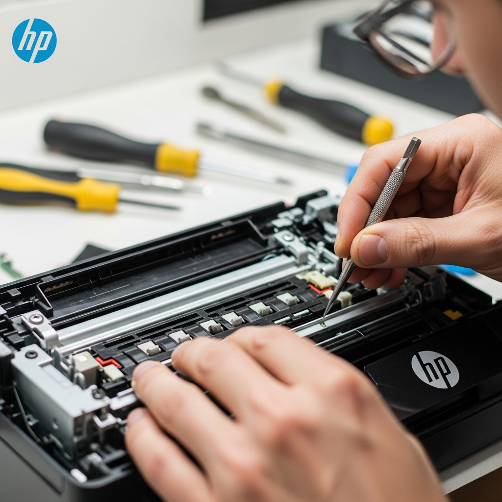 Generate a high-quality, relevant image prompt for an article about: Çayırova HP Yazıcı Tamir: E