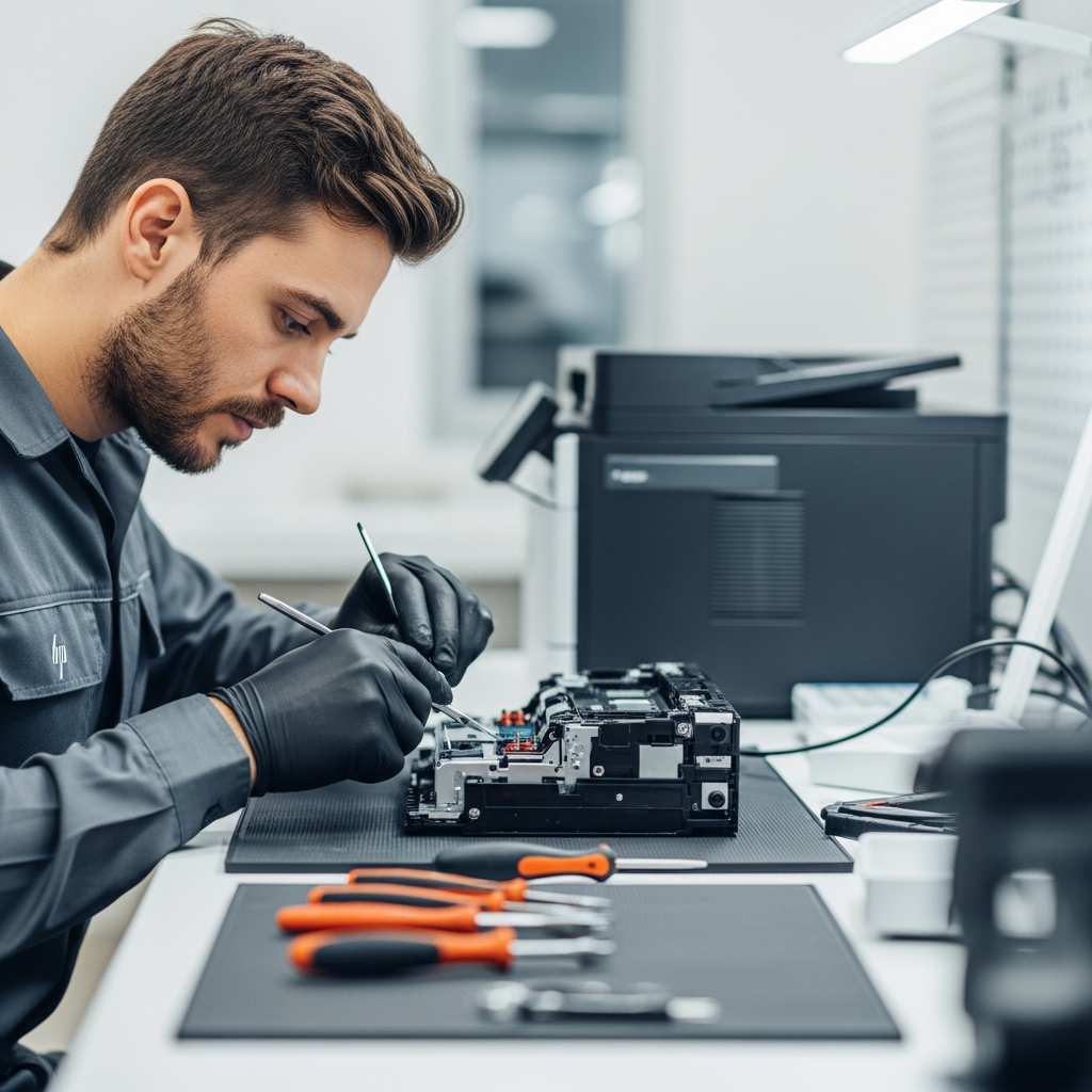 Generate a high-quality, relevant image prompt for an article about: Hp Yazıcı Tamir &Ccedil;ayırova: E