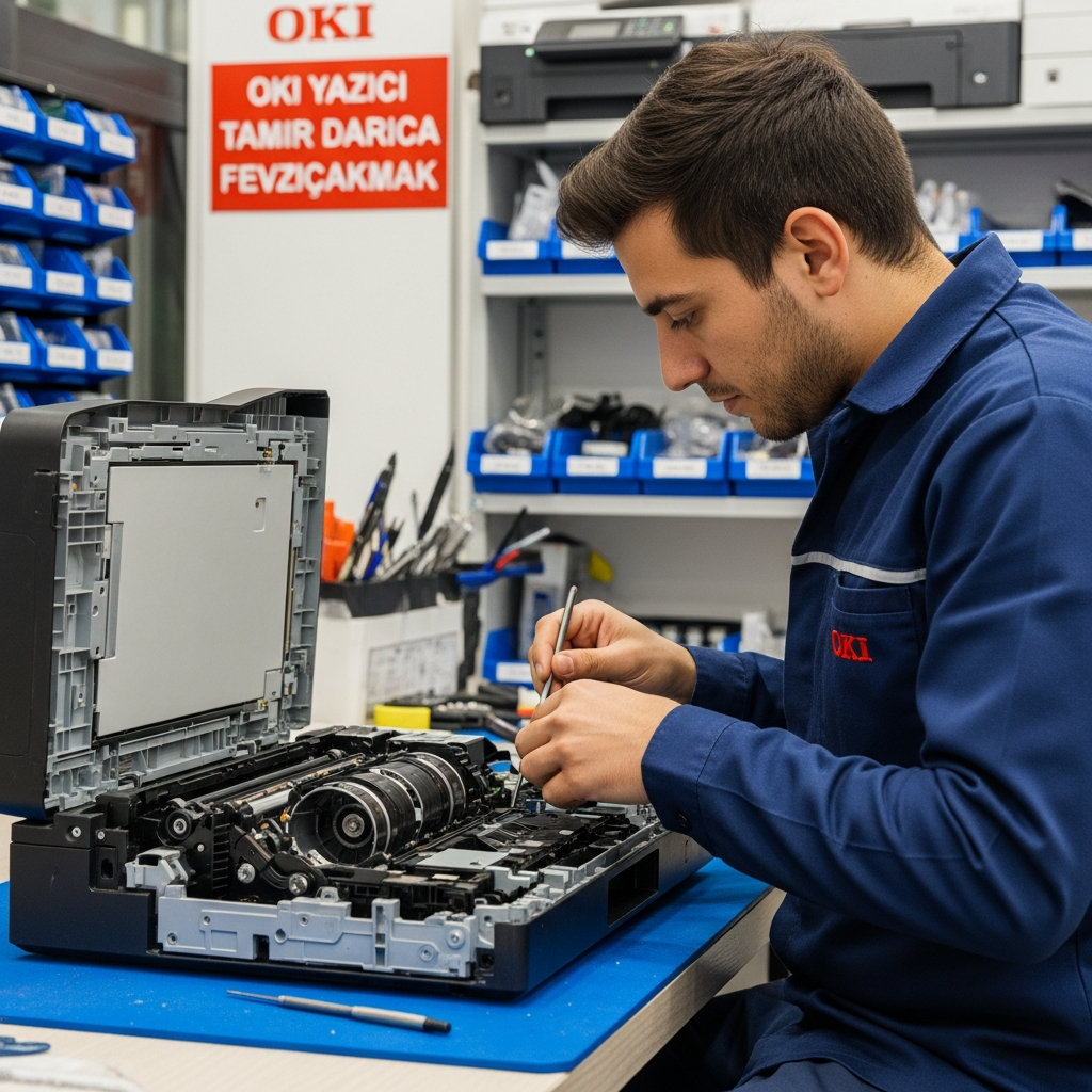 Generate a high-quality, relevant image prompt for an article about: Oki Yazıcı Tamir Darıca Fevz